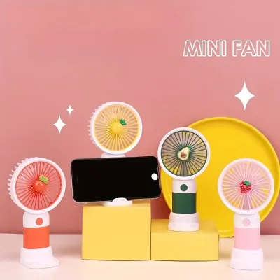 Rechargeable Handheld Small Fan With Base Phone Holder 